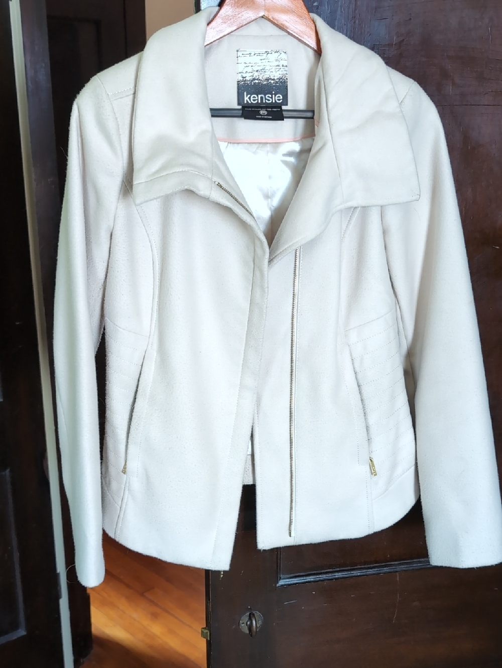 Ikensie Cream Zip-Front Women's Winter Coat